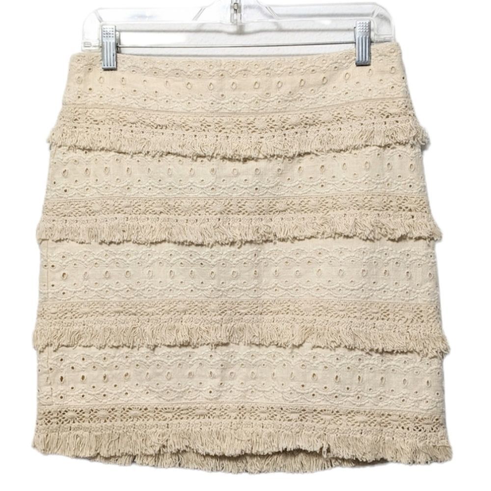 Anthropologie HD IN PARIS Crochet Eyelet Fringe Skirt 4 - Picture 6 of 6
